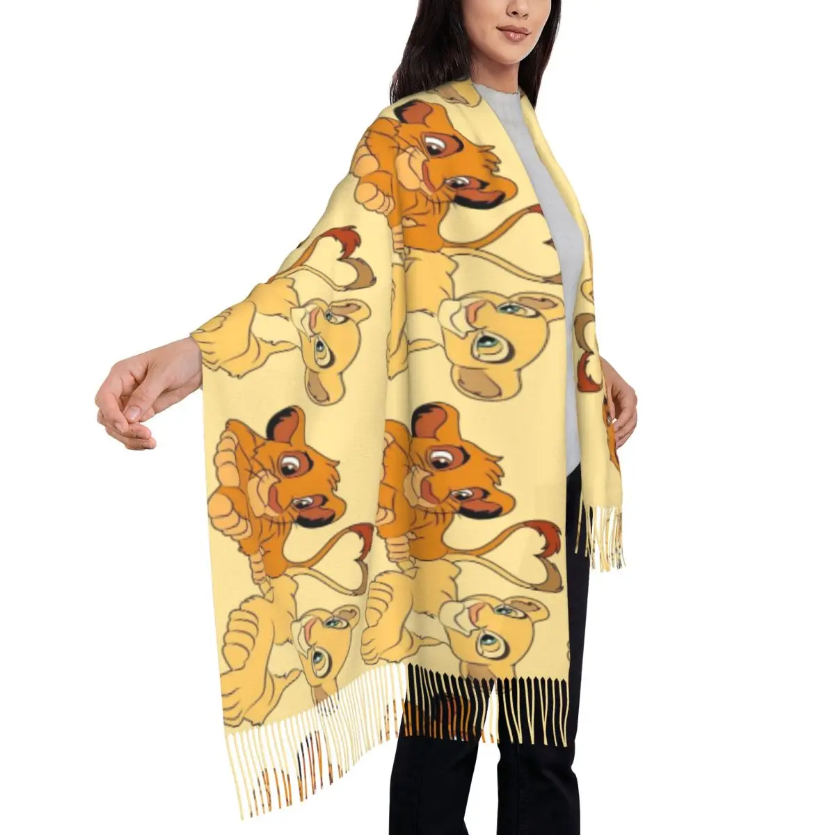 Женский шарф Симба и Нила на заказ длинный зимне-осенний теплый шаль с кисточками