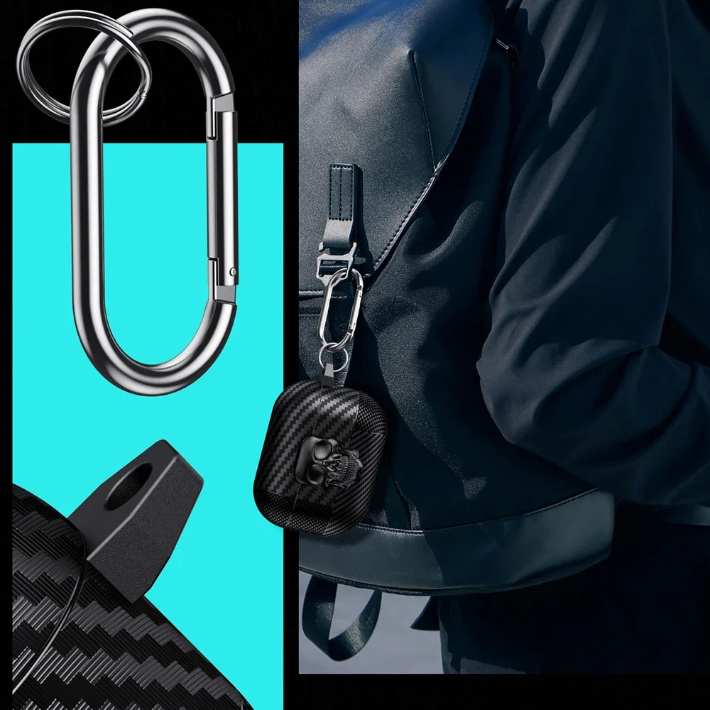 Чехол для наушников серии Suit Thug Skull для Airpods 4 Pro3, чехол для наушников Airpods Pro 2 3 2 1, чехол из углеродного волокна с крючком (art.: 3920cb87382fc) - 3920cb87382fc