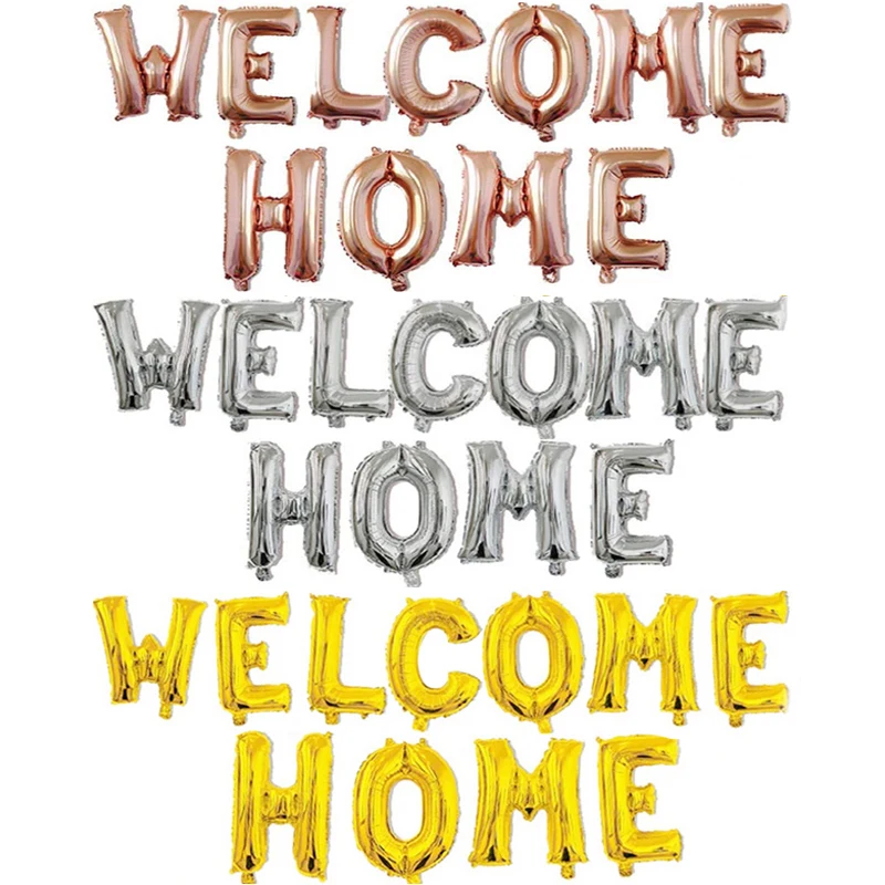 

11pcs 16inch Rose Gold Silver Welcome Home Foil Balloons Letter Helium Globos Welcome Back to Home Event Party Ballons Supplies