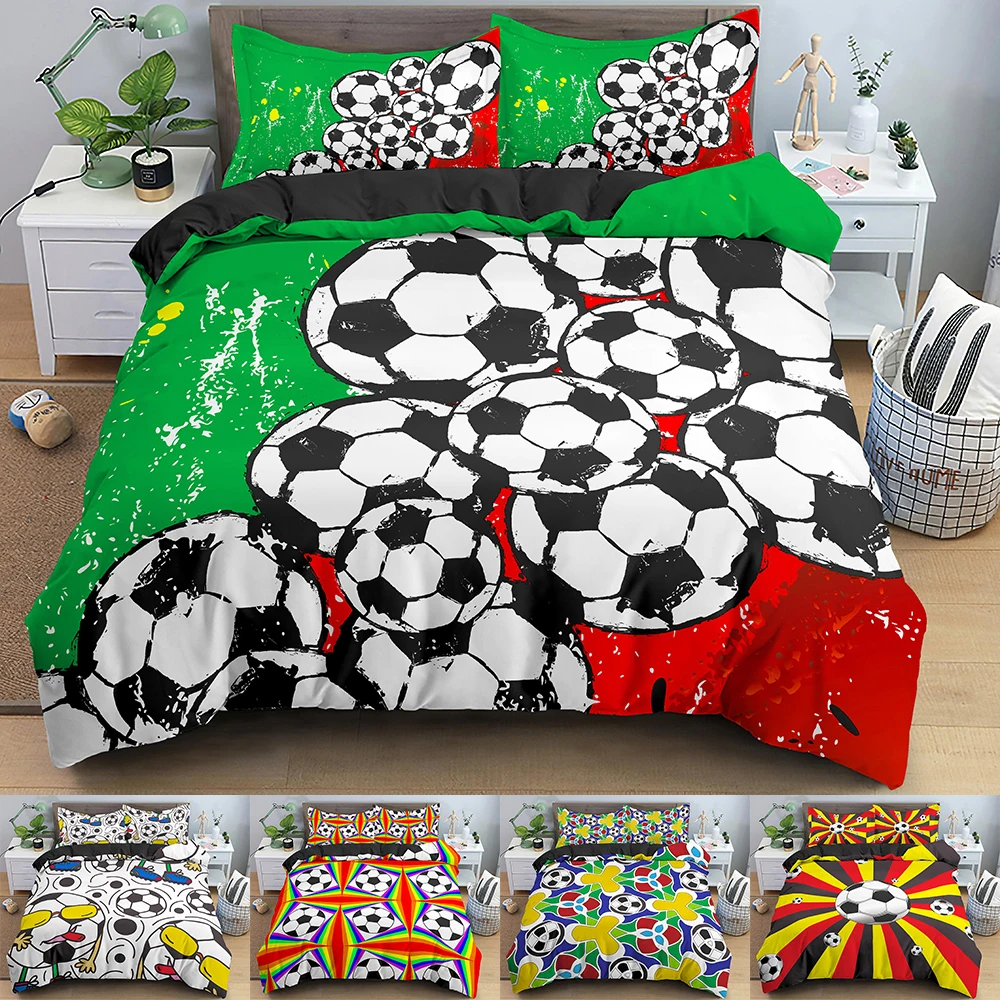 

Football Bedding Set 3D Pattern Print Duvet Cover Bedroom Double King Queen Size Quilt Cover With Pillowcase 220x240cm 2/3 PCS