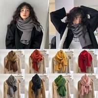 20070cm designer brand scarf women luxury solid color single color cotton and linen pleated scarf shawl pleated warm scarf