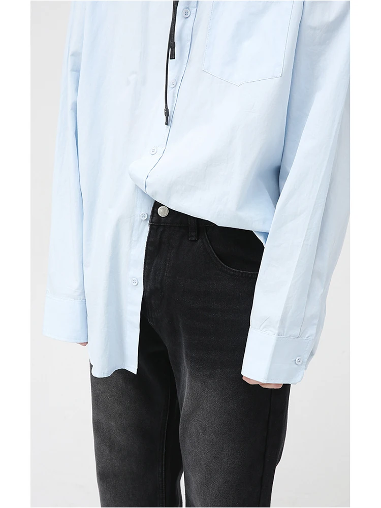 Men's Baggy Jeans Y2K Pants Patchwork Design High Street Vibe Style Micro-Flare Casual Jeans Ins Hot Sale Patchwork Jeans Denim