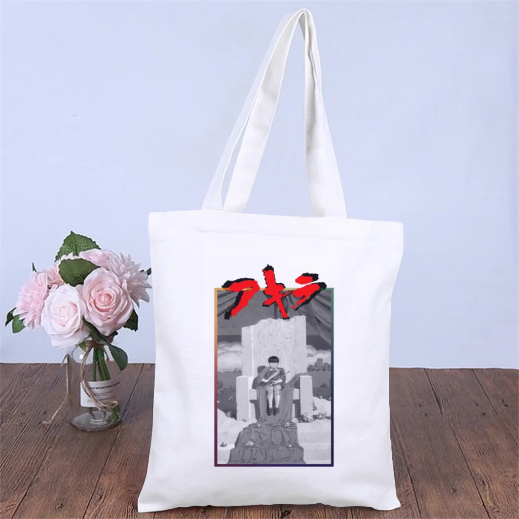 

On the BW ThroneHandbag Akira 80s Japanese Manga Film Shoulder Canvas Bags Men Women Storage Pocket Shopper HandBags Tote Bag