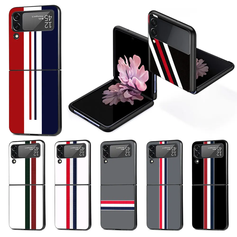 

Чехол для телефона Samsung Galaxy Z Flip4 Flip3, флип-чехол для Z 4 3, чёрные жесткие чехлы из поликарбоната, Zflip3, Zflip4, Роскошный чехол с крутой линией