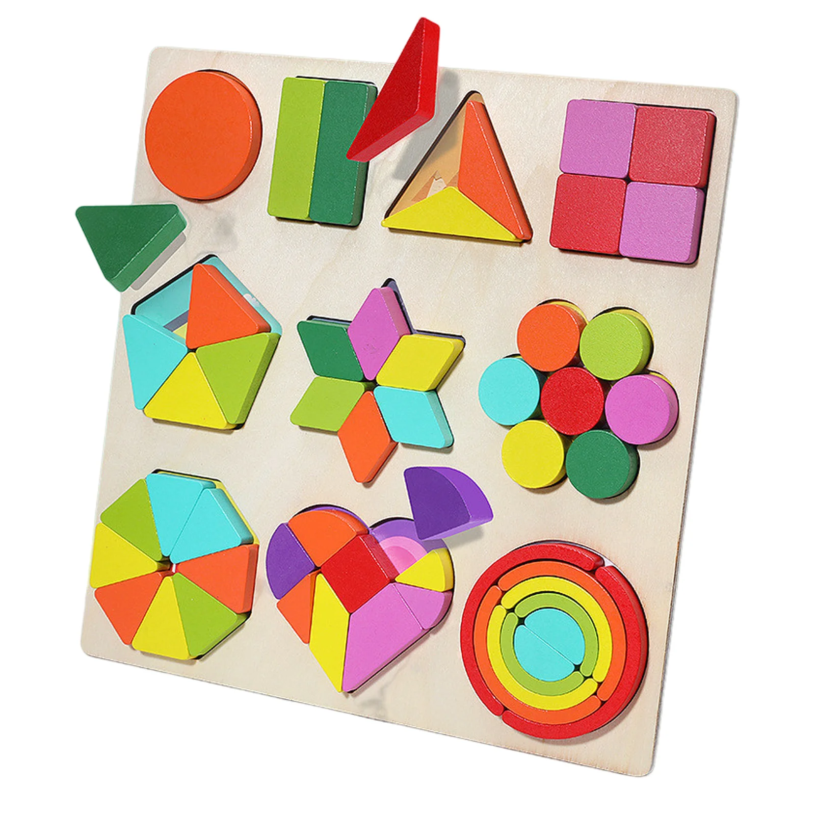 

Wooden Geometric Shapes Montessori Puzzle Sorting Math Bricks Preschool Learning Educational Game Baby Toddler Toys For Children