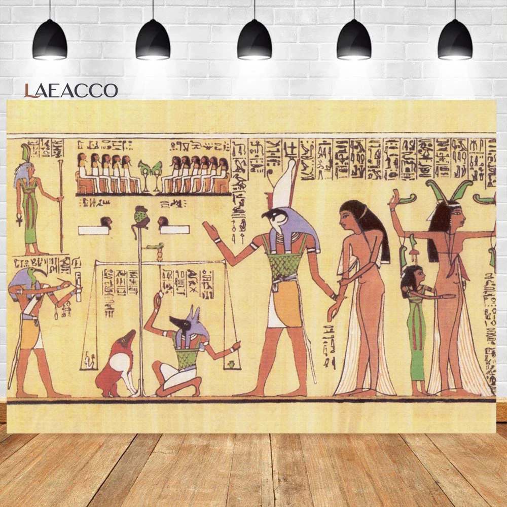 Laeacco Ancient Egyptian Fresco Photography Backdrops Golden Wall Photo Backgrounds Retro Baby Portrait Photophone Photozone