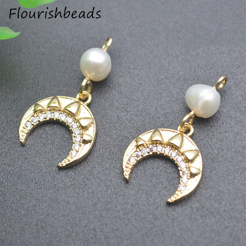 

20pcs Per Lot Nickel Free Anti Fading Gold Plated Pearl Beads Moon Crescent Earring Bracelet Charms for Diy Women Jewelry