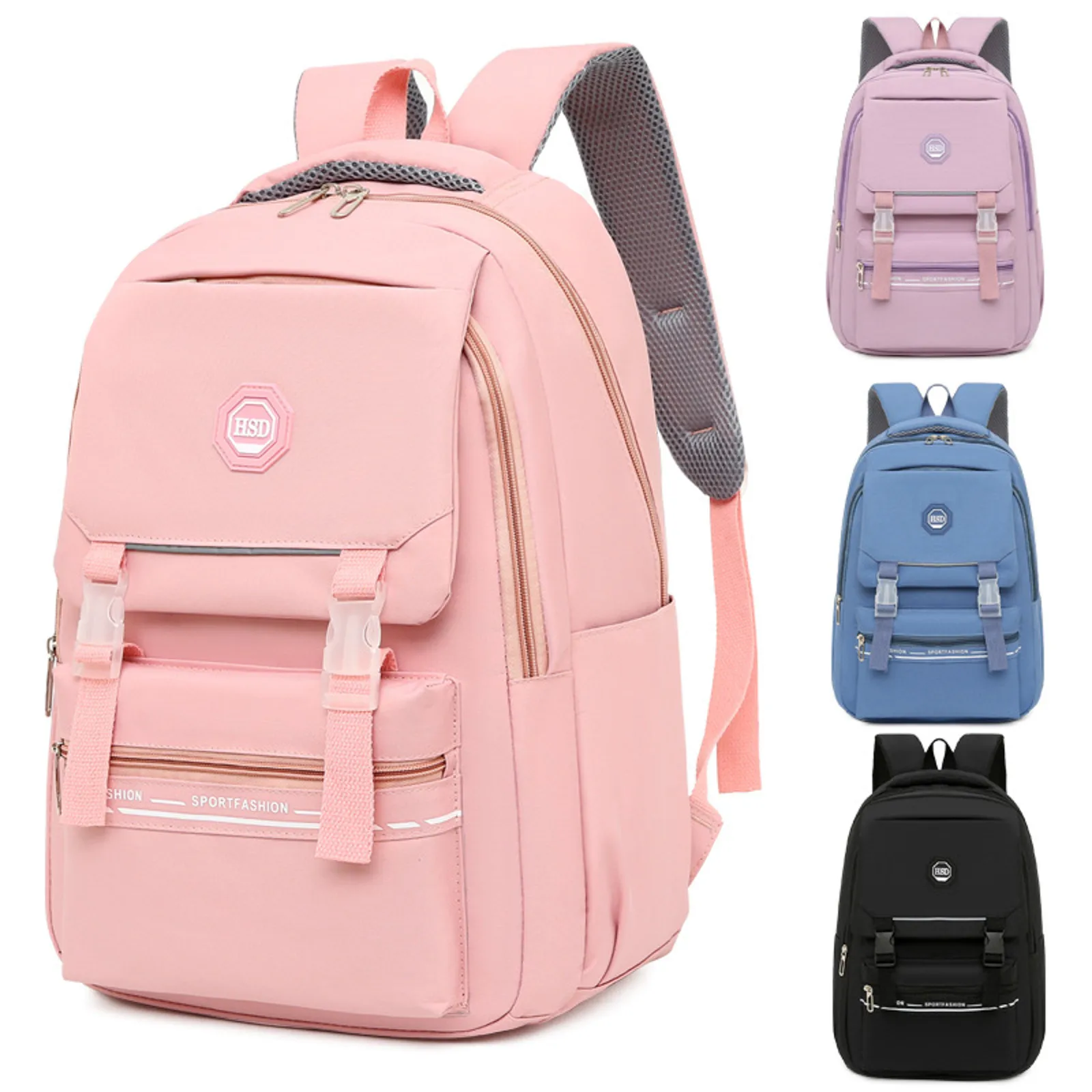 

Student Backpack New Fashion Simple Solid Color Large Capacity Zipper Practical Casual High Quality Backpack For Boys Girls