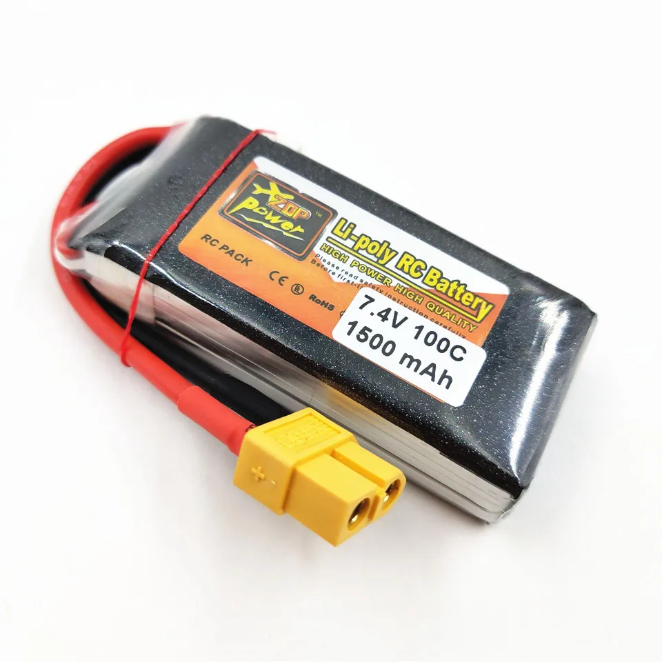 ZOP Power 7.4V Lipo Bateria Battery 2S 1500Mah 100C w XT60 Connector XT 60 Balance Plug For RC Helicopter Drone Car Spare Parts