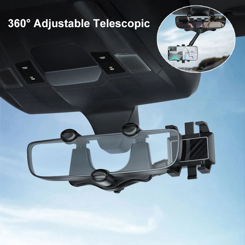 

Car Mobile Phone Bracket Rearview Mirror 360° Adjustable Telescopic Navigation GPS Bracket Driving Recorder Bracket Auto Parts