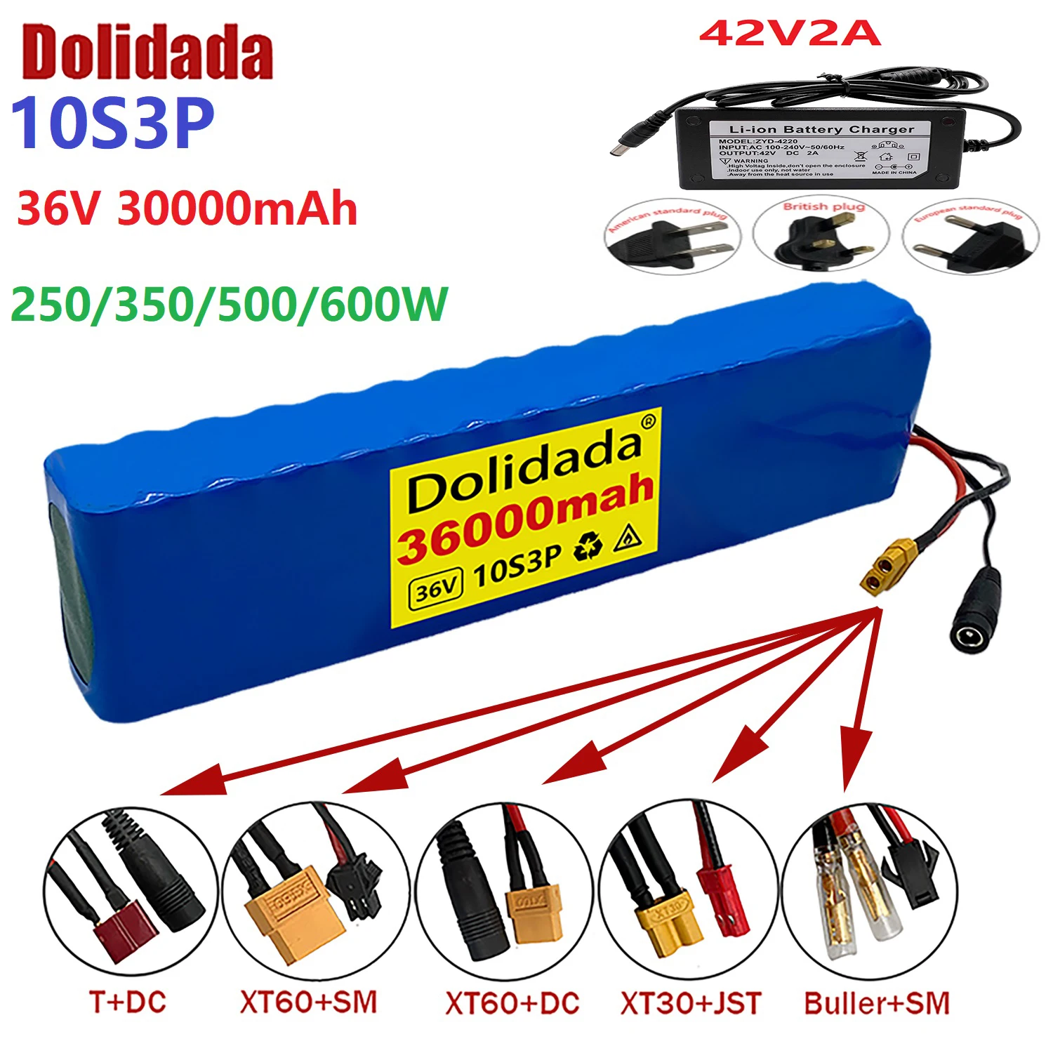 

10S3P 36V 36Ah 18650 600W M365 Rechargeable Lithium Battery Charger Customized Plug Smart BMS Electric Bicycle, Scooter