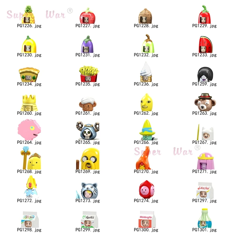 

Single Cartoon movie Adventure pizza ice cream Fries peanut Figures Head accessories Building Blocks toys children Series-143