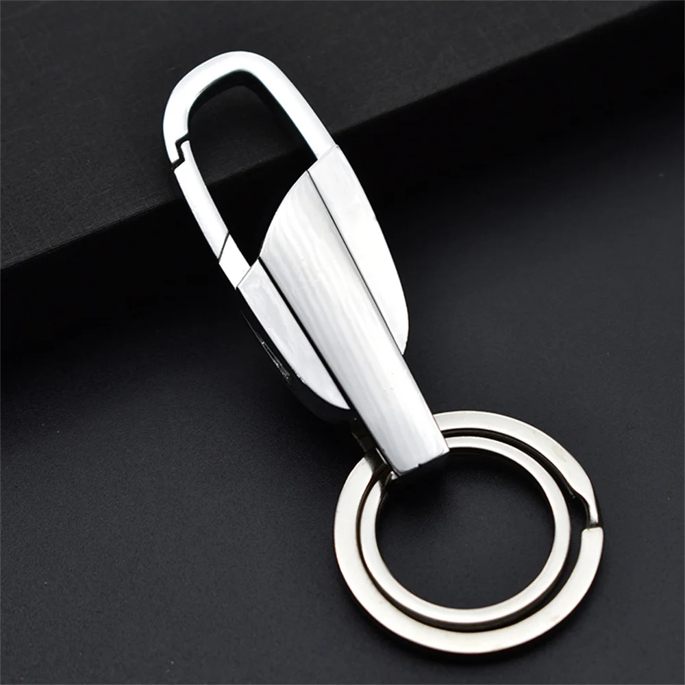 

Stainless Steel Keychain Fashion High-Grade Keyring Personalized For Men'S Car Buckle Key Chain Ring Holder Silver Black Gift
