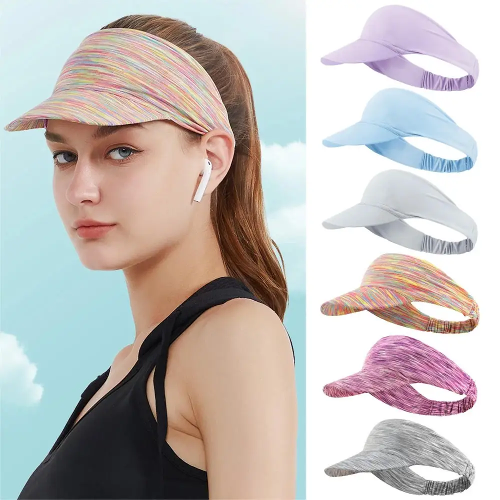 

Summer Empty Top Foldable Sport Running Hat Fashion Colorful Women Simple Quick Dry Tie Dye Beach Cap Ice Silk Sun Visor Hat