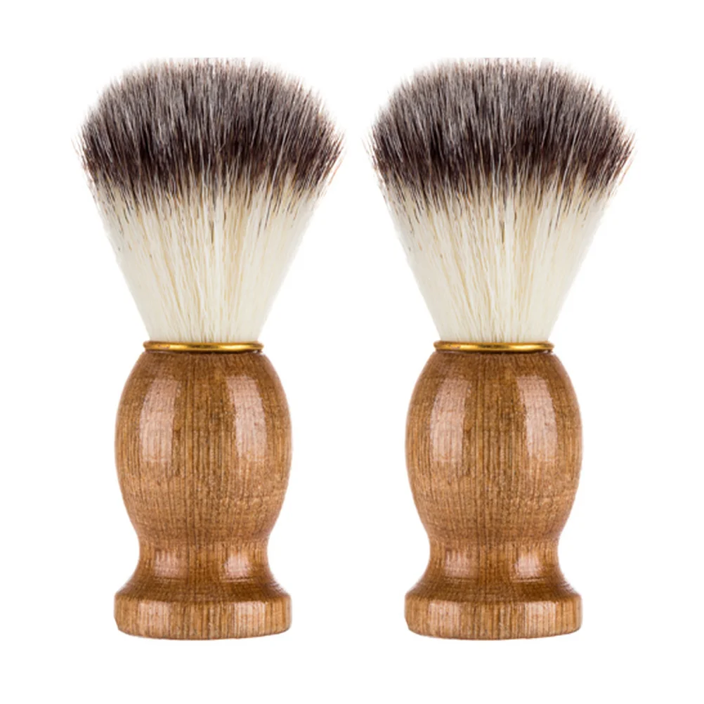 

2pcs Shaving Brush Beard Brush Wood Handle Shave Brush Barber Salon Shave Brush