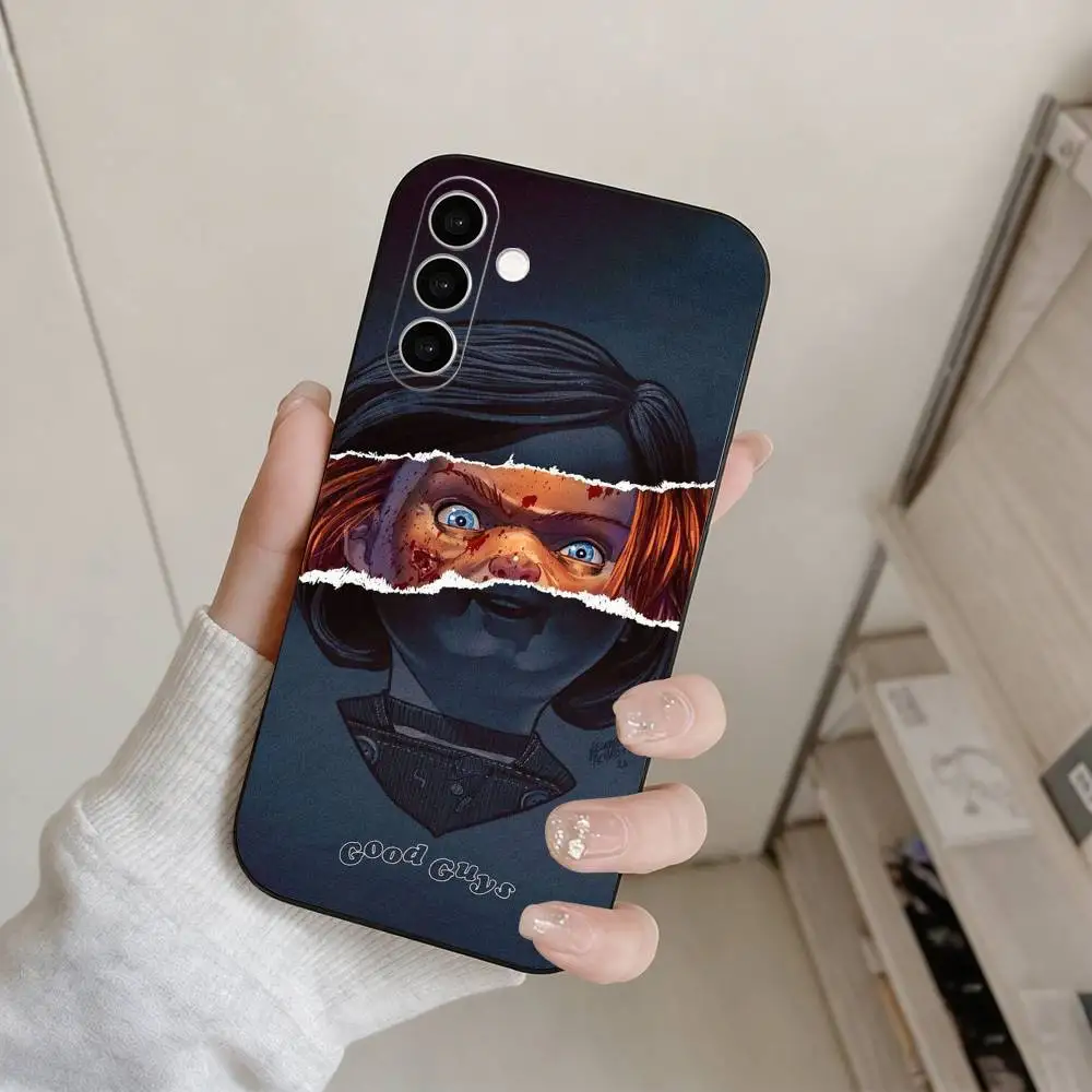 Фото Чехол для телефона с изображением куклы Хоррор С-Чаки для Samsung Galaxy A73, A72, A71, A70, A53, A52, A51 и других моделей, мягкий черный чехол №5