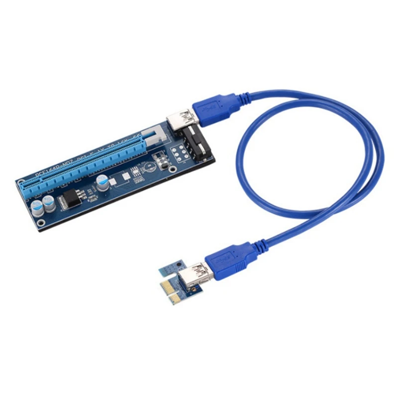 

Pci-E1X to 16X Extension Cable Pcie 4Pin USB3.0 Adapter Card Sata Power Cord for Bitcoin Mining