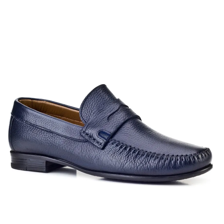 

Genuine leather navy blue men Loafer