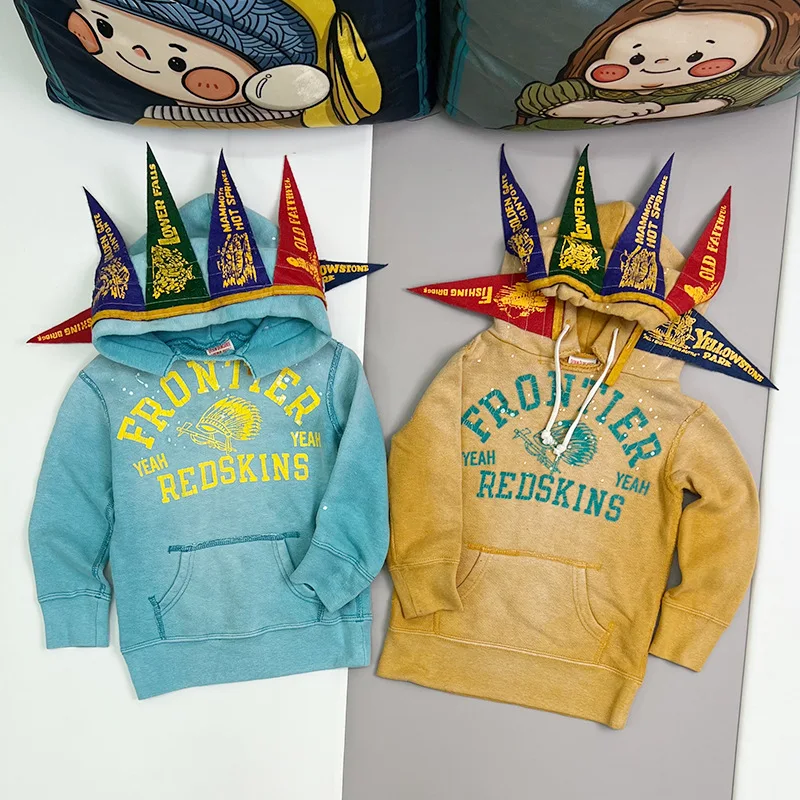 

Boys Clothes Graphic Hoodies Autumn/Winter 2022 Pennant Pennant Cotton Pullover Children's Sweatshirt Japanese Style