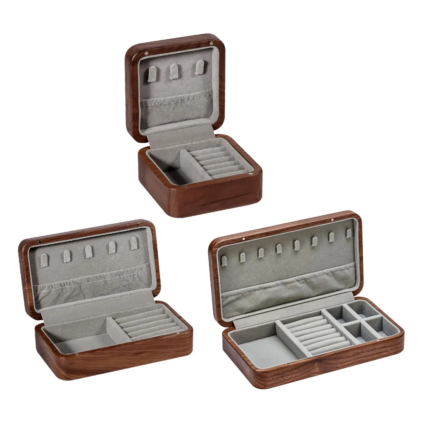 

Rustic Walnut Jewelry Box Organizer Storage Case Jewellery Trinket Box Handmade for Hairpins Jewelry Earrings Ear Studs Brooches