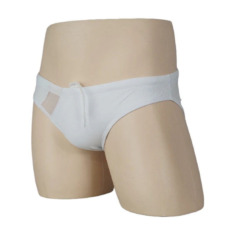Hot Sale Top Fashion Men's Sexy White Low-waisted Briefs Swimsuit Bikini Speed-dry Trunks | Two-Piece Separates