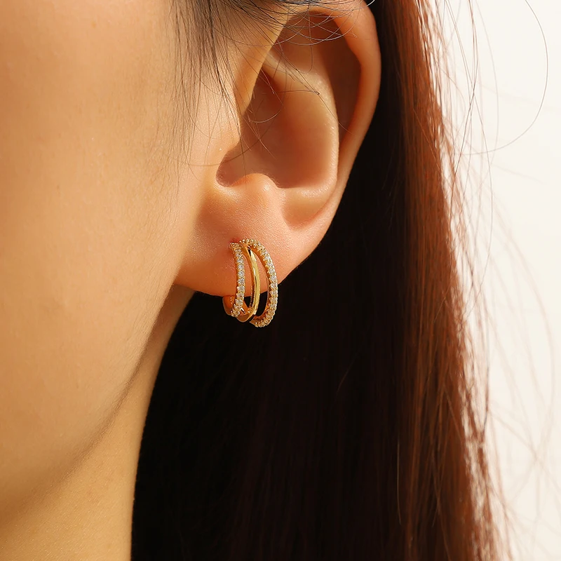 

New Fashion Korean Women's 925 Silver Needle Earrings Shiny Round Zircon Stud Earring Elegant Jewelry Birthday Party