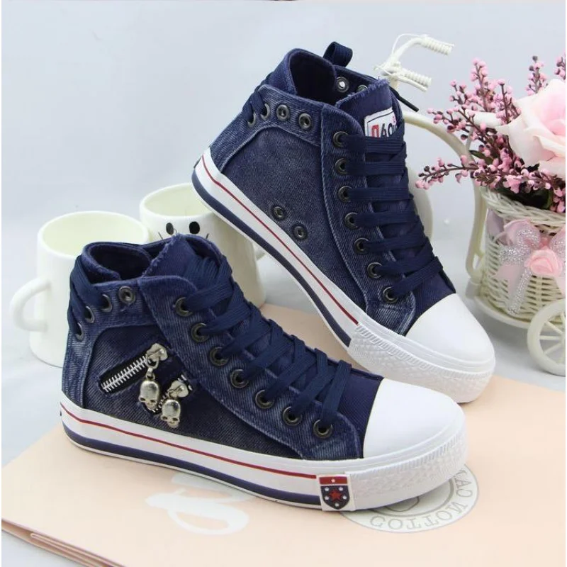 

Trainers Walking Skateboard Lace-up Shoes Women Fashion Sneakers Denim Canvas Shoes Spring/Autumn Casual Shoes Femmes