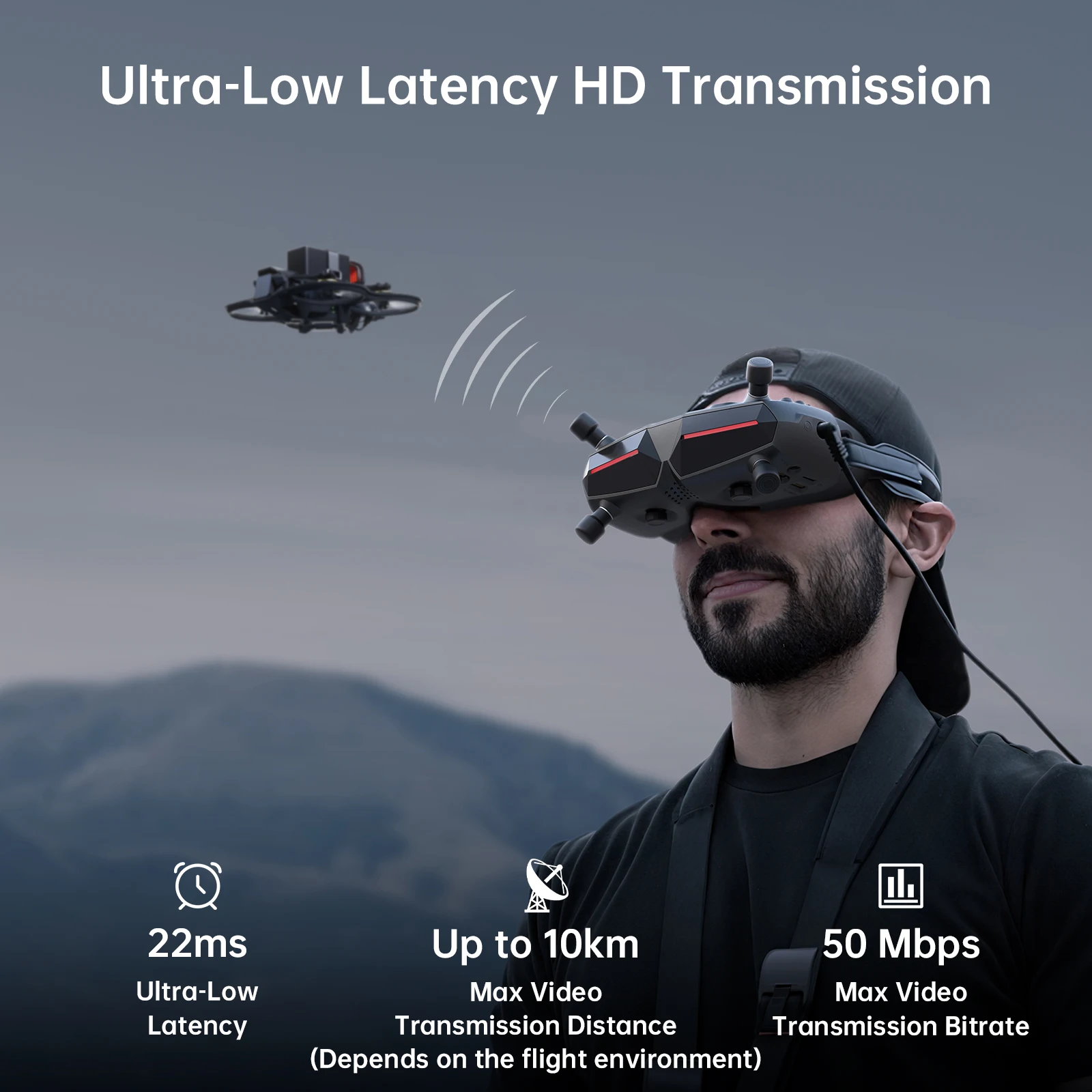 Фото Очки Walksnail Avatar HD Goggles X 5.8ГГц 1920*1080 FPV с видеоотображением, трекером головы и приемником Steadyview для гоночных RC-дронов №3