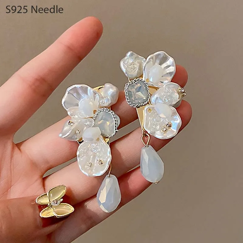 

Серьги-подвески женские из серебра 925 пробы, с блестками