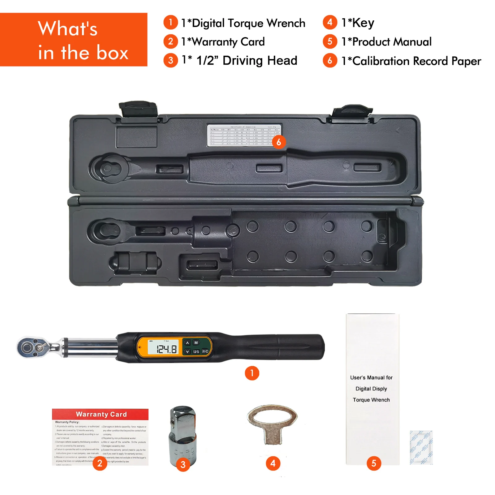 1/2 3/8 дюйма 135 Нм цифровой динамометрический ключ большой экран обновленный
