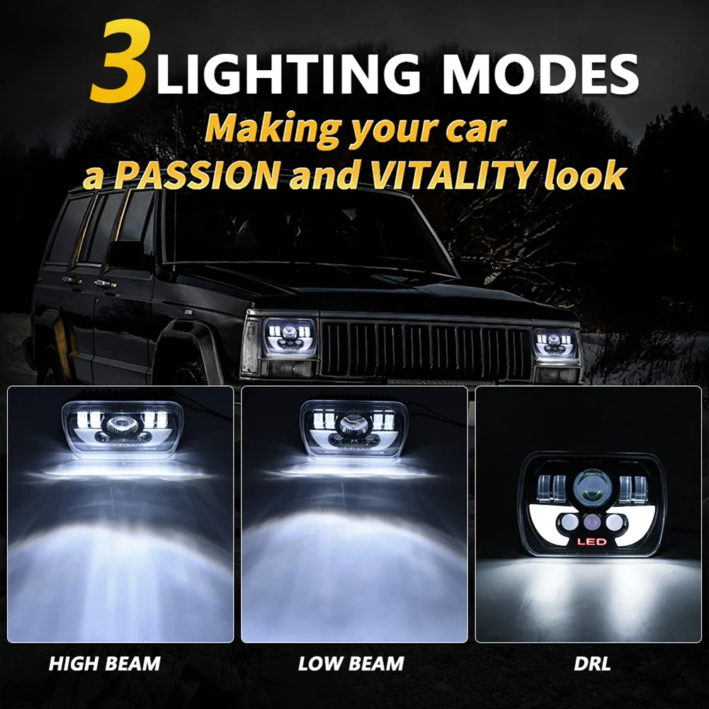 Фары 5x7 7x6 дюймов прямоугольная головка фотолампа с DRL фары дальнего и ближнего