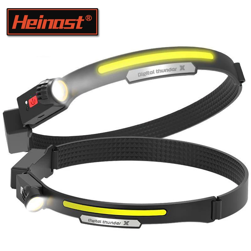 

Outdoor Running Headlamp Multifunctional Fishing Waterproof Silicone Induction Headlight Rechargeable COB Riding Glare Head Lamp