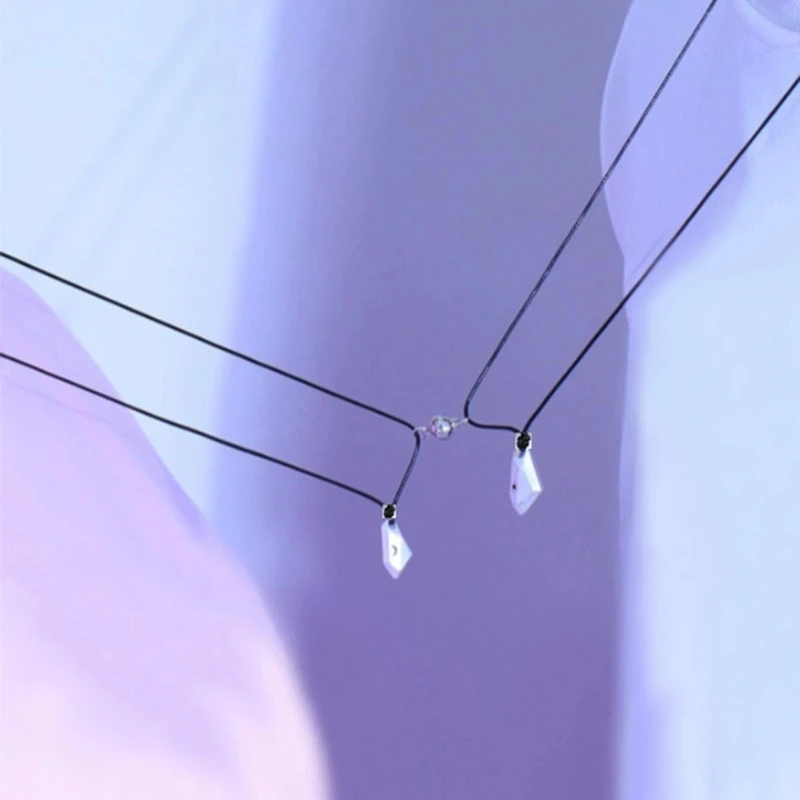 

41XF Lovers for Sun and Moon Pendant Couple Necklace Strong Bell Long Distance Necklace for Girlfriend Men Women