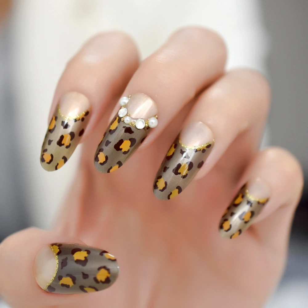 Необычные леопардовые принты художественные украшения для ногтей накладные