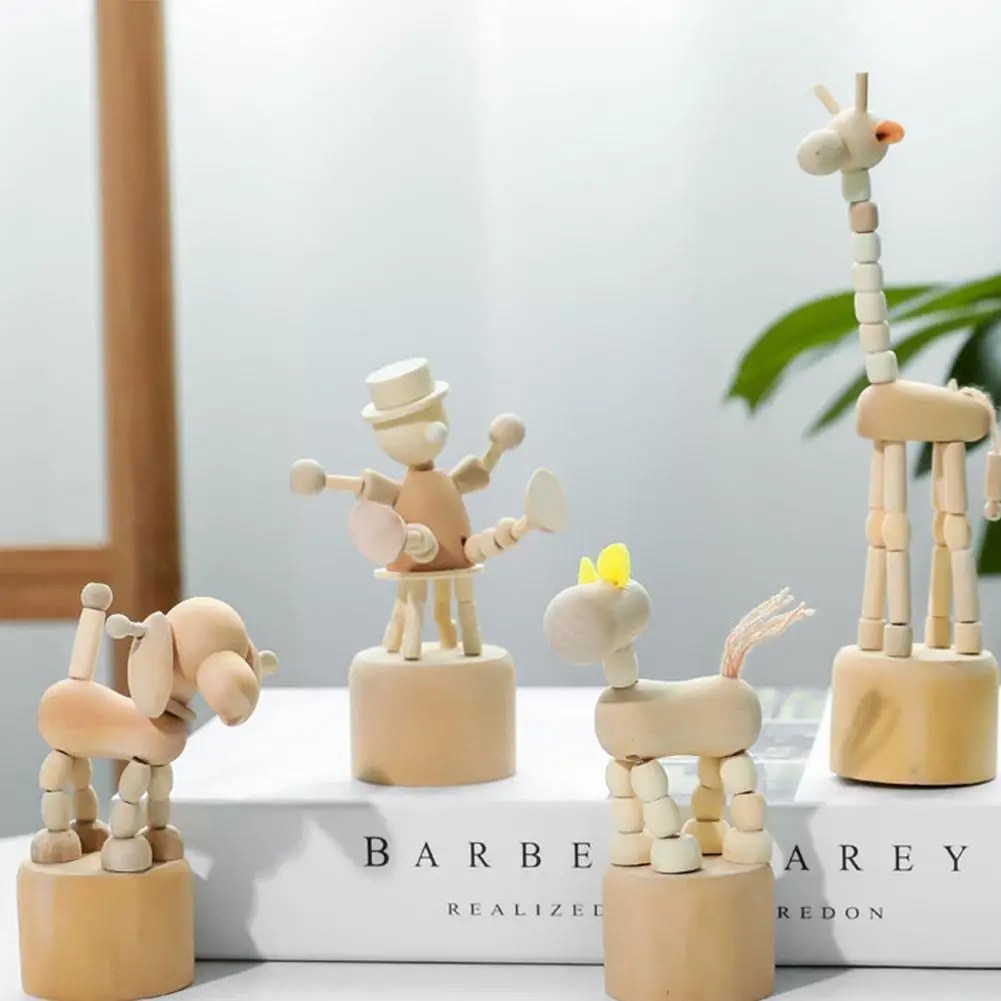 

Painting Wood Animals Mini Desktop Ornaments Decoration Toys Children's Nordic Educational Bedroom Cute Style Stud O2y2