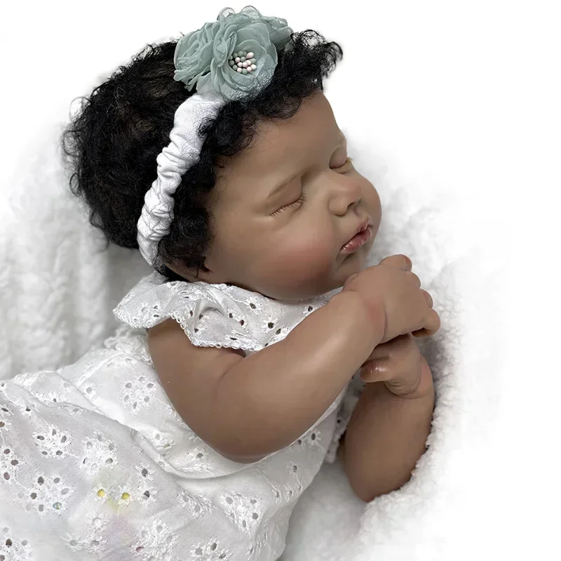 48 см Black-Skinned Loulou Реалистичная кукла ручной работы Bebe Reborn окрашенная