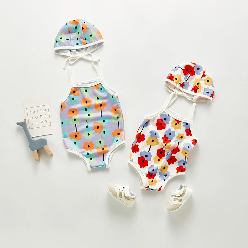 

Summer Girl Baby Swimwear Cute Flower Swimsuit with Hat Swimsuit Kids Girl