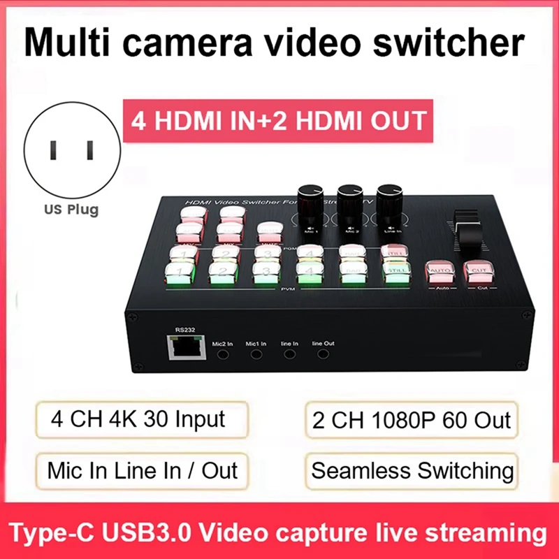 4K 4HD-совместимый микшер-переключатель видео бесшовный переключатель для