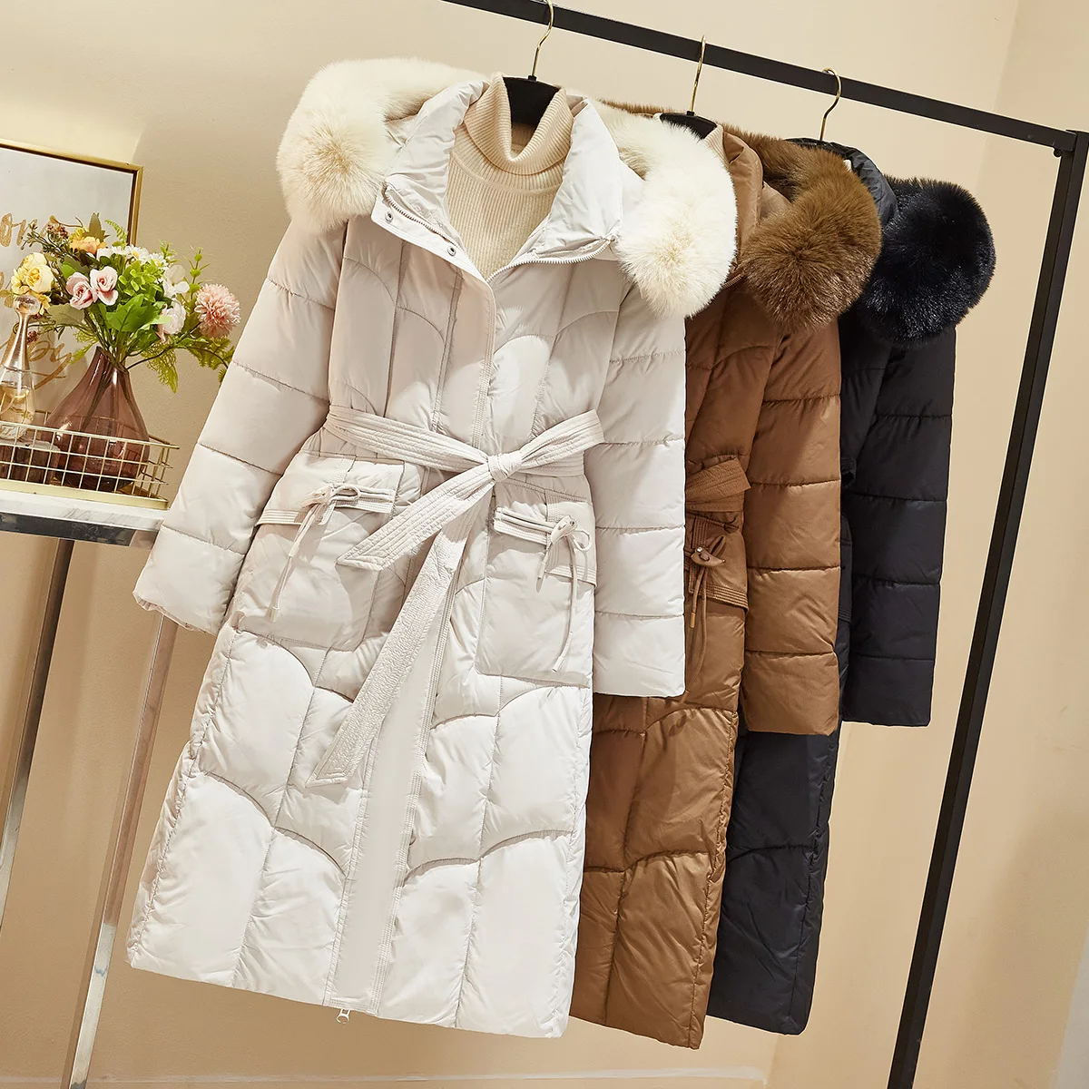 Женское пуховое пальто с хлопковой подкладкой популярная новинка 2024 зимняя