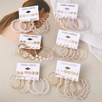 set earrings round chain earringsset of 6 heart shaped butterfly pearl pendants female jewelry korean earrings