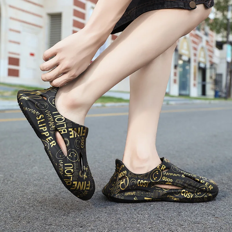 Летние мужские сандалии нескользящие тапочки для ванной комнаты модная