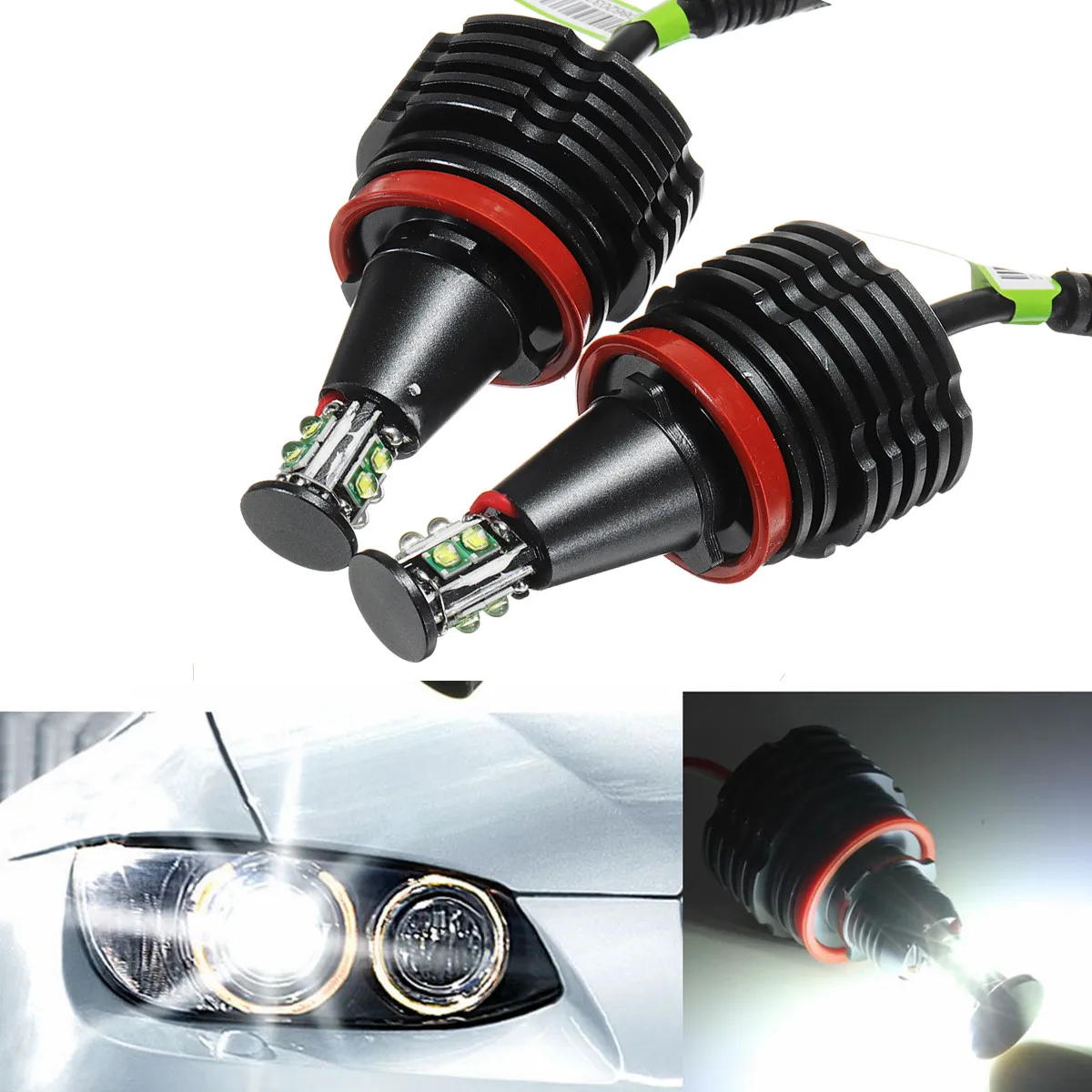 

2pcs H8 Error Free LED Angel Eyes Light Headlight Lamp Halo Bright Fog Light Bulbs For BMW E90 E92 E82 E60 E70 E71 X5 X6