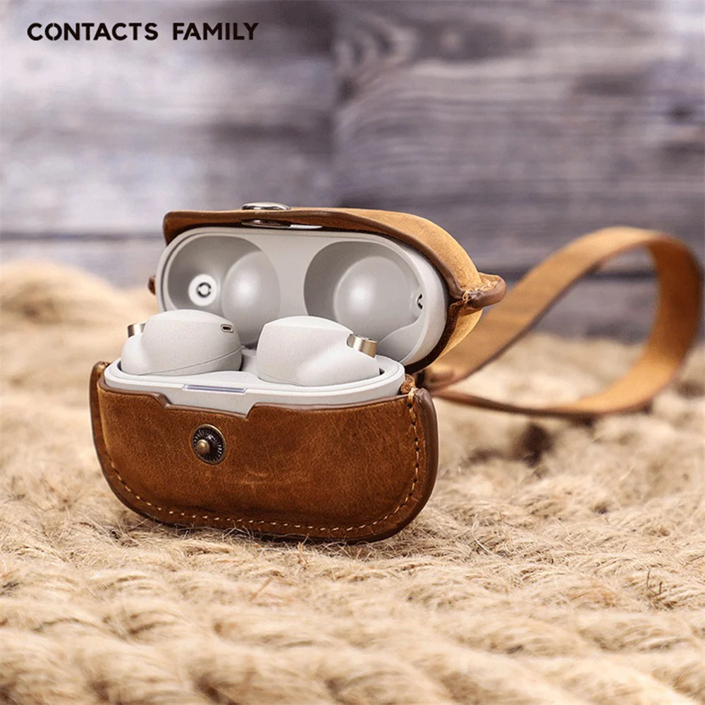 

Кожаный водонепроницаемый чехол для наушников Crazy Horse, чехол из воловьей кожи, сумка высокого качества, сумка-чехол для Sony wf-1000xm4