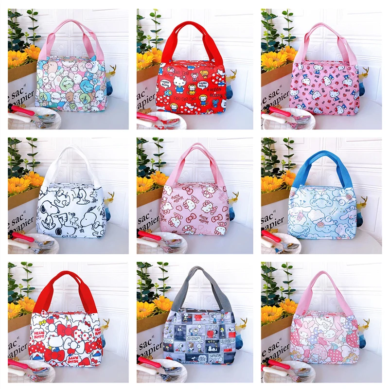 

Kawaii Kittys My Melody Puppy Lunch Bag Cartoon Anime Portable Lunch Box Pouch Fashion Leak Proof Insulation Picnic Tote Gifts