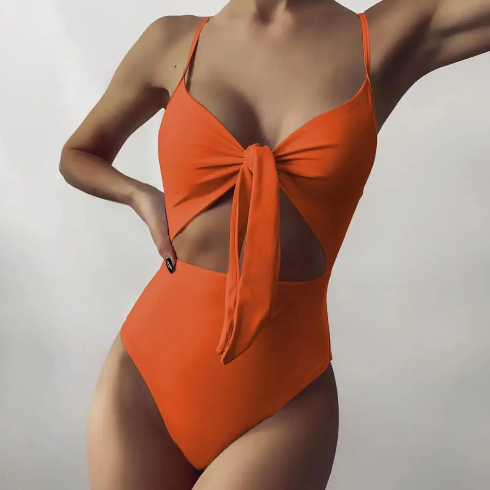 

Простой купальный костюм, женское бикини на шнуровке спереди, облегающий монокини с высокой талией, купальник