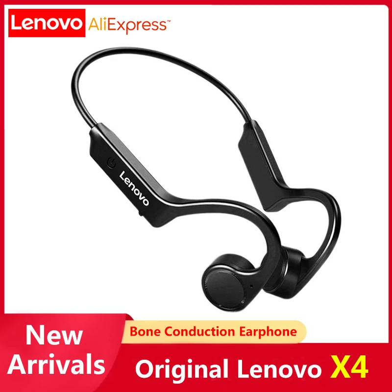 

Оригинальные Bluetooth наушники Lenovo X4 костной проводимости, Спортивные Беспроводные наушники с шейным ободом, гарнитура со встроенным хранилищ...