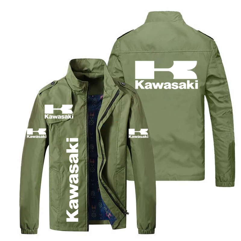 2021 Autumn Men Jackets Kawasaki Logo Print Coats Jacket Trend Windbreaker Customize Work Clothe Hip-Hop Streetwear Racer Jacket