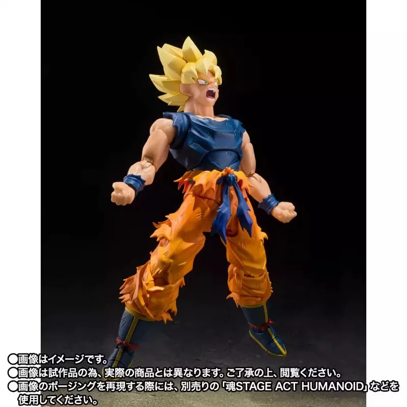 Фото Коллекционная фигурка Bandai SHF Супер Сайян Сон Гоку в яростной позе, подвижная, для декора рабочего стола, подарок №5