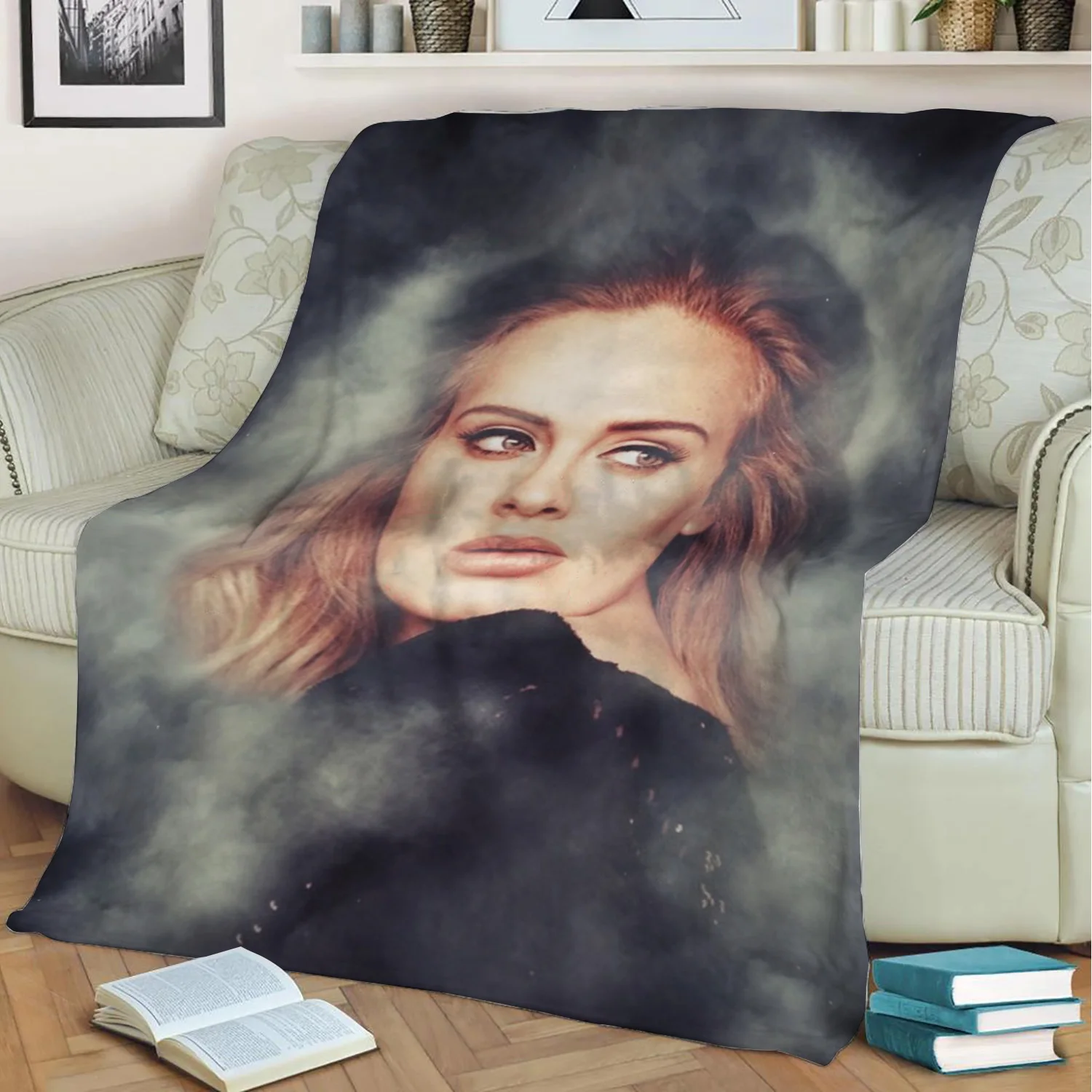 

Плюшевое одеяло Adele с 3D принтом, накидка на диван, домашний декор, мягкое теплое моющееся одеяло для сна, Прямая поставка