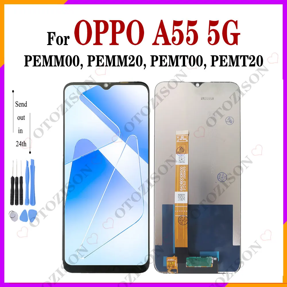 ЖК-дисплей 6,5 дюйма с рамкой для OPPO A55 5G дисплей PEMM00 PEMM20 PEMT00 PEMT20 Сенсорная панель дигитайзер Датчик в сборе Замена